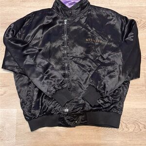 Rare Vintage 90s Bellagio Hotel & Casino Black Satin Bomber Jacket